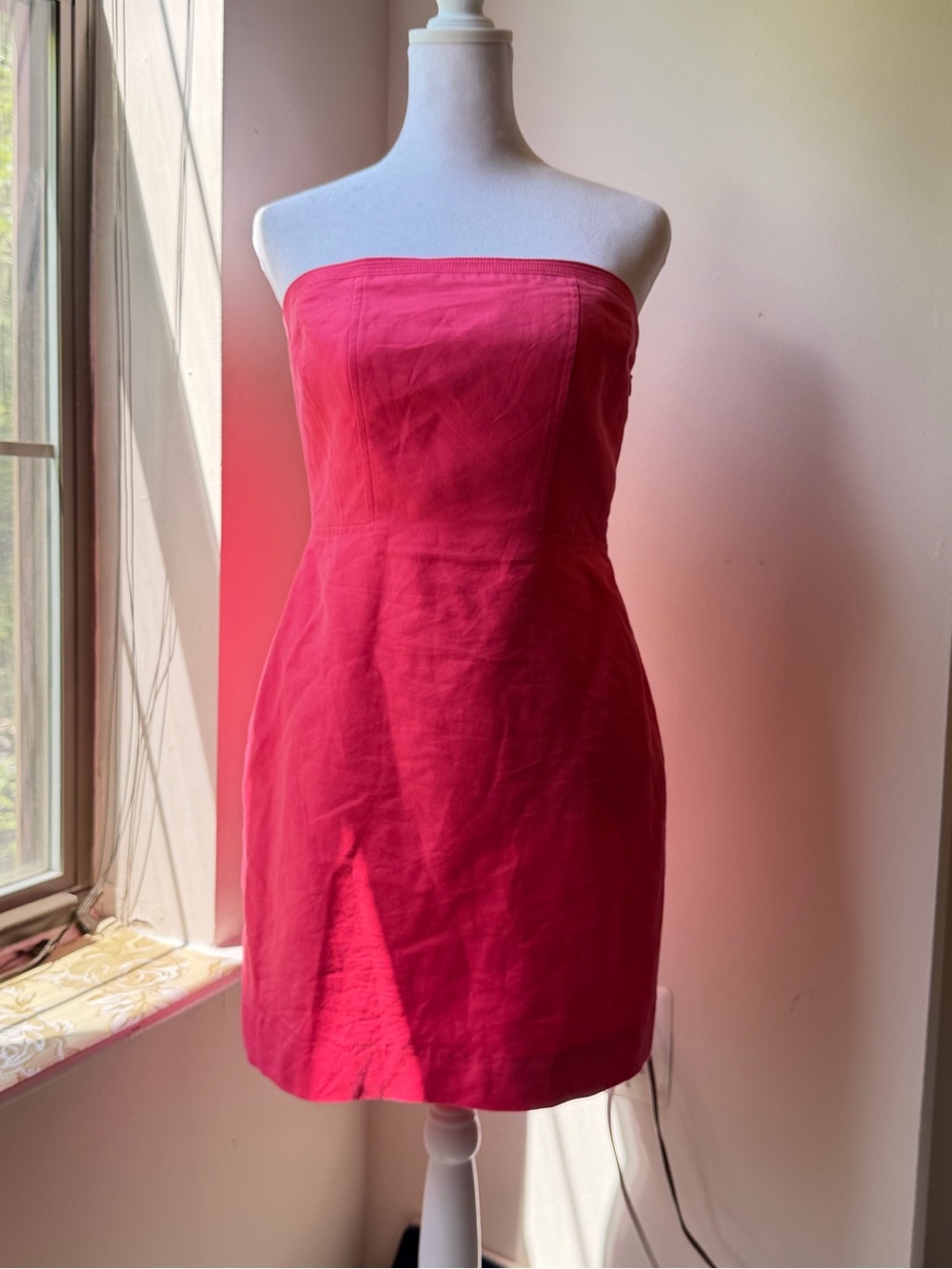 Ann Taylor Pink Strapless Mini Dress - Cotton Silk Blend - 4 Petite